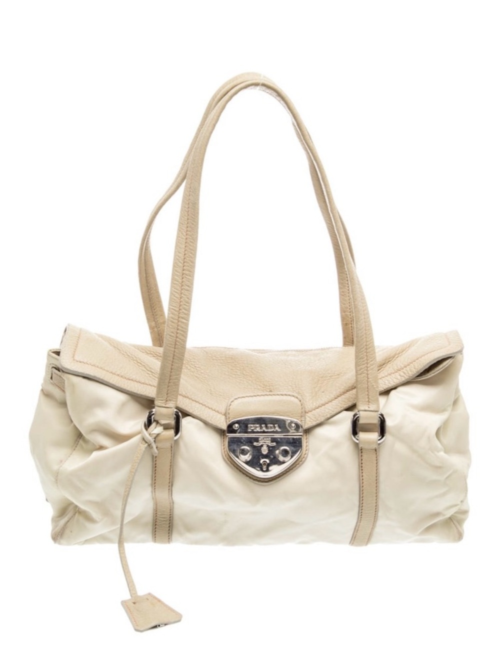 Prada Tessuto Leather-Nylon Shoulder Bag